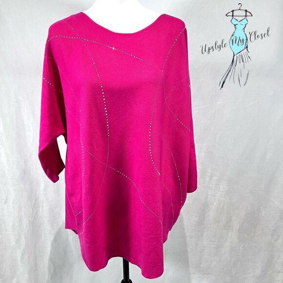 Siren Lily pink silver studded knit sweater top size 2X NWT - Picture 1 of 5